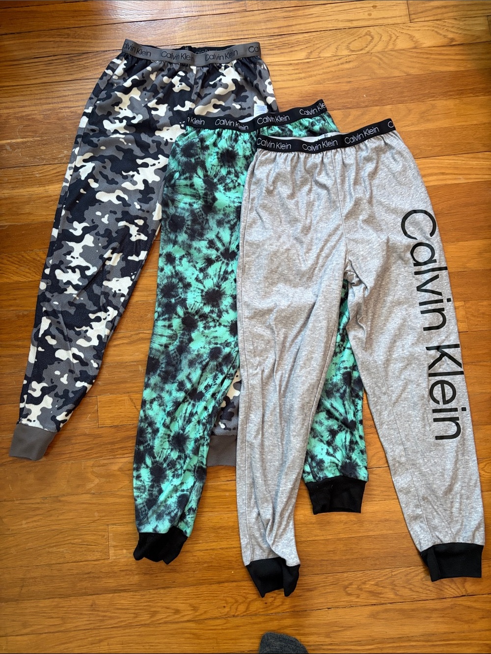 Calvin Klein Kids PJ bottom Bundle - Gray, Black Camo, Teal Tie-Dye